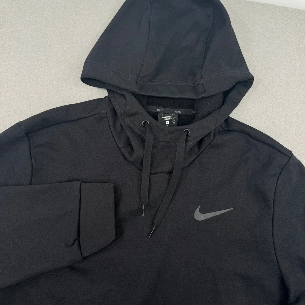 Nike Mens XL Dri-FIT Hoodie Black Pullover Gym Training Sweatshirt CU6214-010